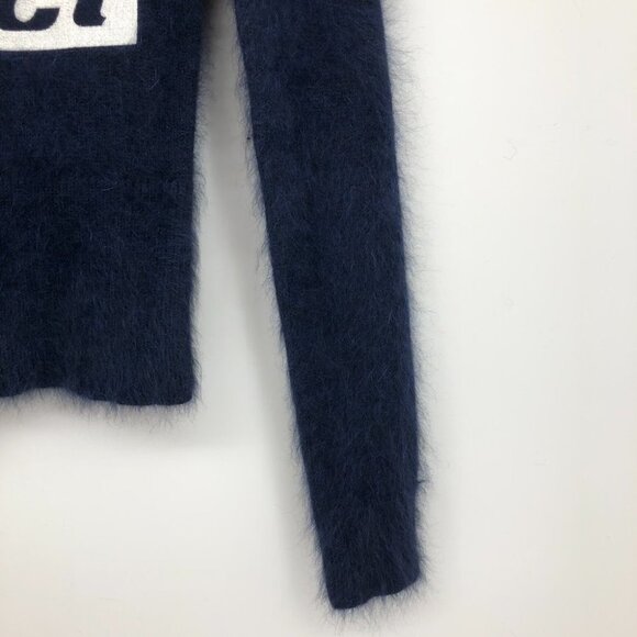 Alexander Wang  Strict embroidered Blue white Angora Wool ‘shrunken’ sweater XS - Picture 7 of 16